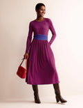 Thea Jersey-Midikleid mit langen Ärmeln-Leuchtendes Rot, Geo Charm