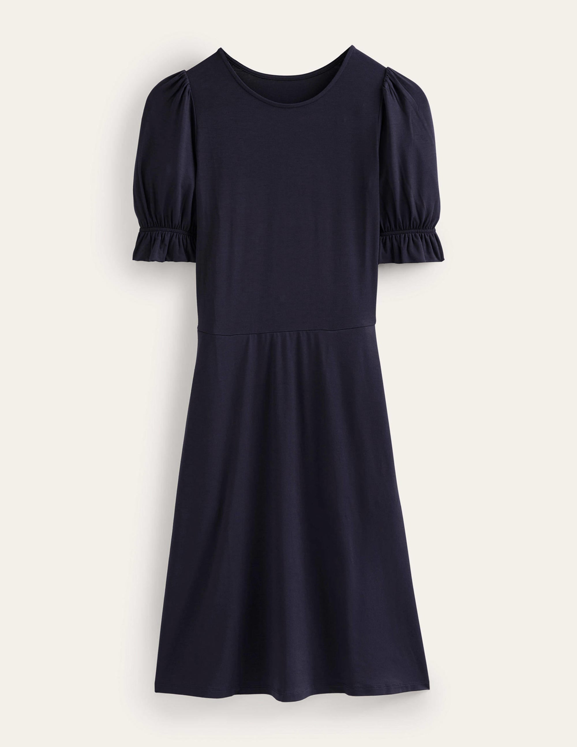 Mini-robe en jersey à manches bouffantes-Bleu marine - Image 5