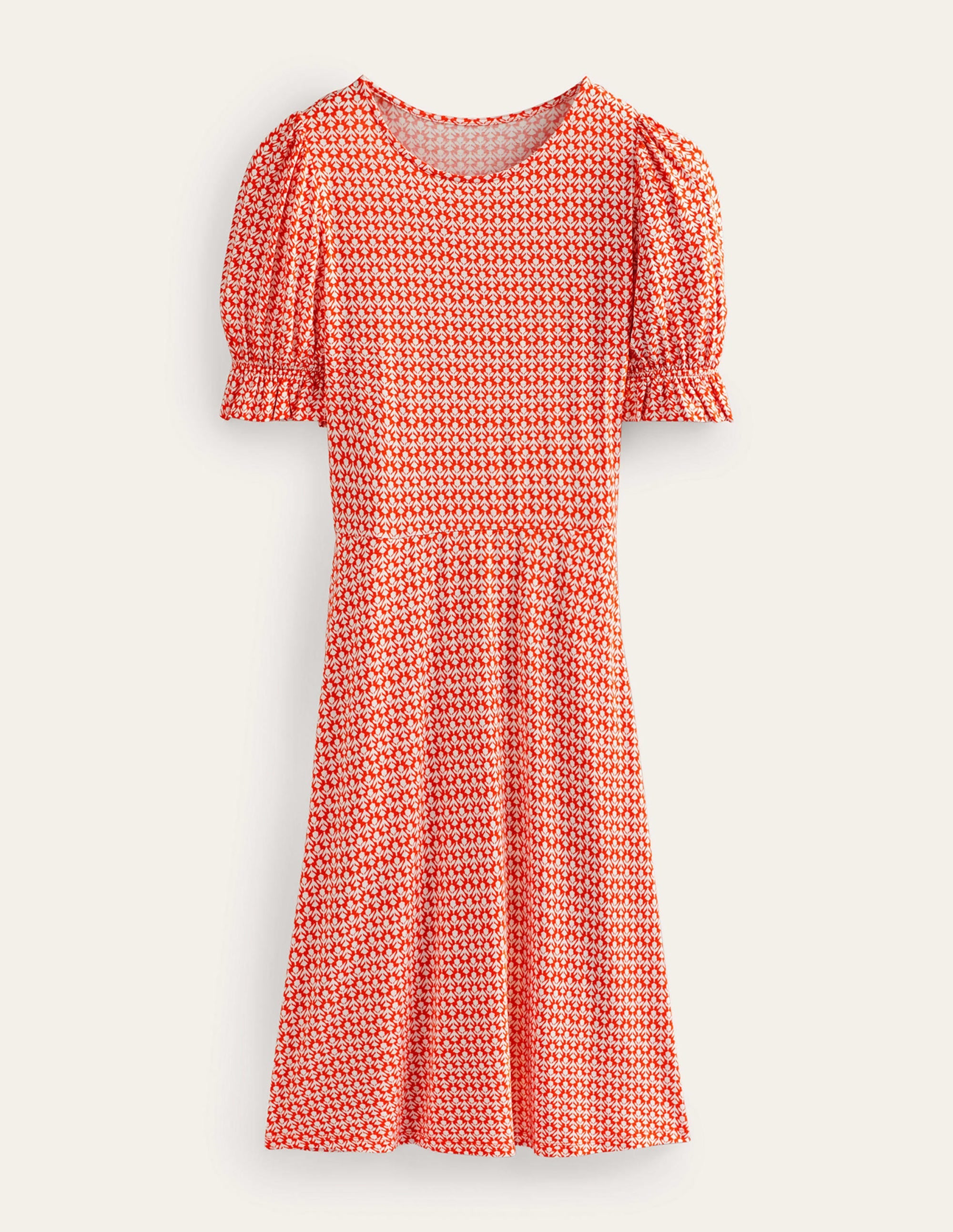 Jersey-Minikleid mit Puffärmeln-Zinnoberrot, Tulip Pop - Image 5