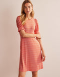 Jersey-Minikleid mit Puffärmeln-Zinnoberrot, Tulip Pop