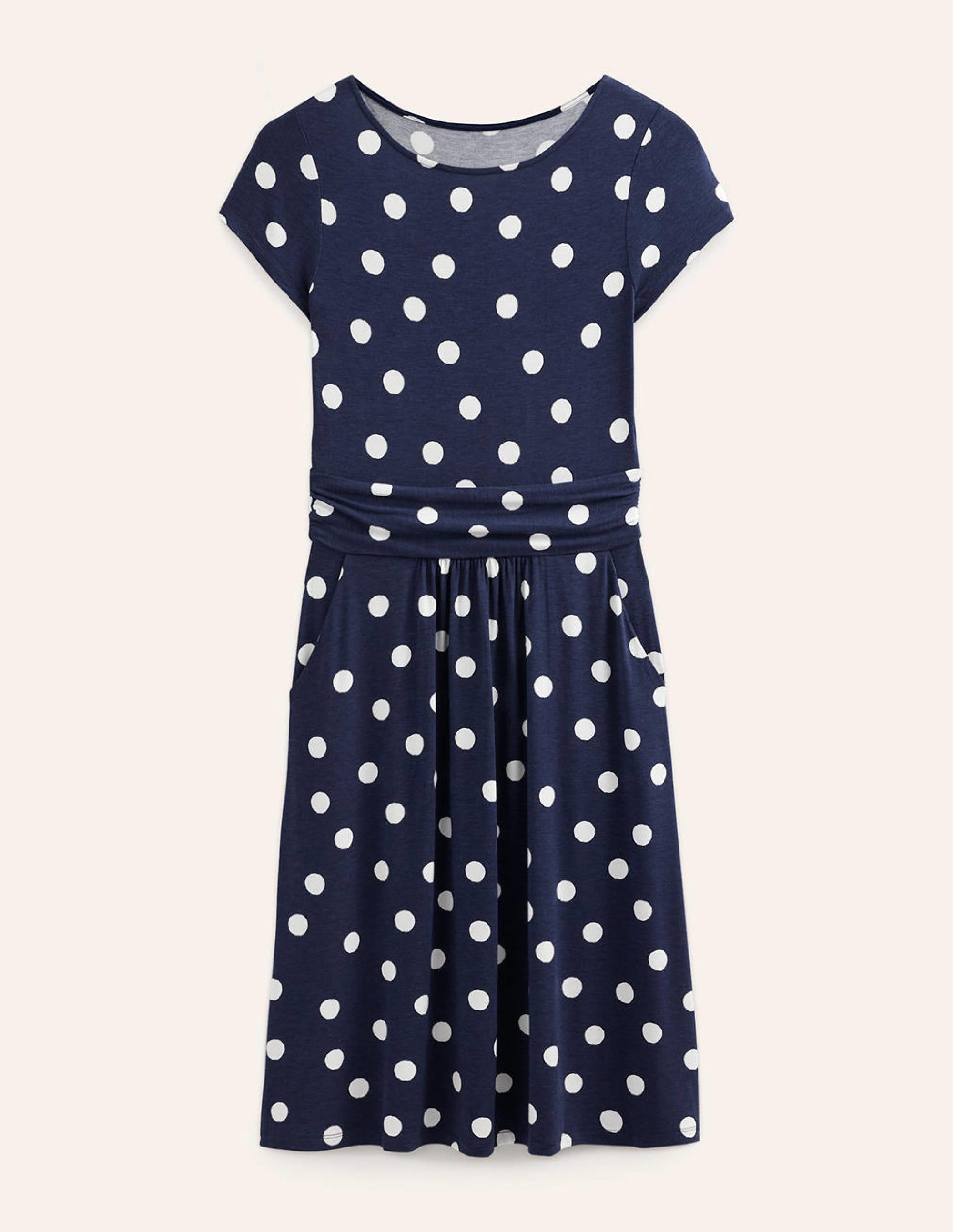 Robe Amelie en jersey-Bleu marine foncé, motif Painterly Spot - Image 7