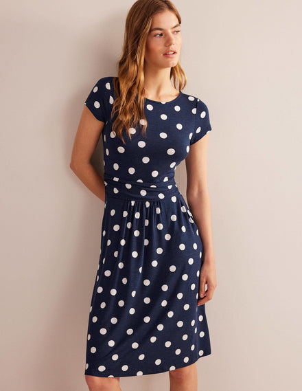 Amelie Jerseykleid-Französisches Marineblau, Farbflecken