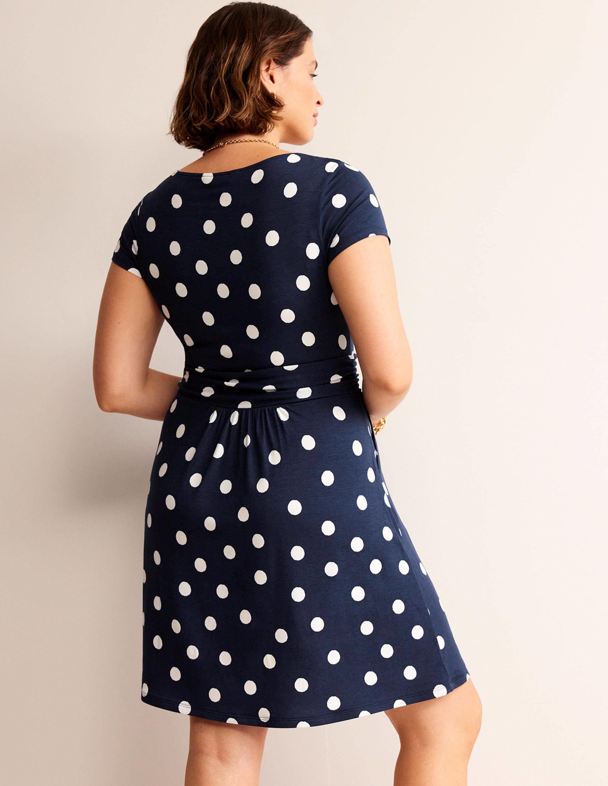 Robe Amelie en jersey-Bleu marine foncé, motif Painterly Spot - Image 6