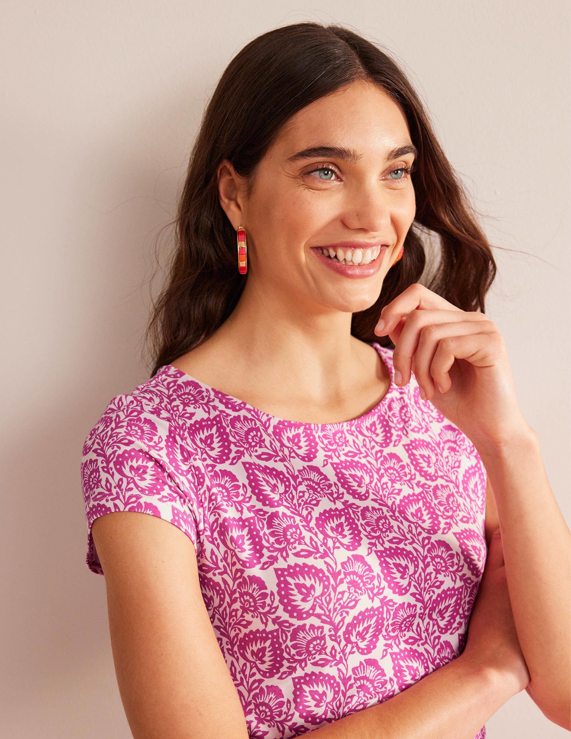 Robe Amelie en jersey-Rose phlox, motif Oak Terrace - Image 2