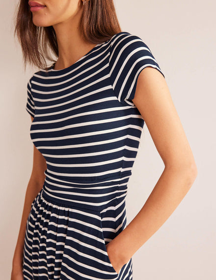 Amelie Jerseykleid-Navy/Naturweiß