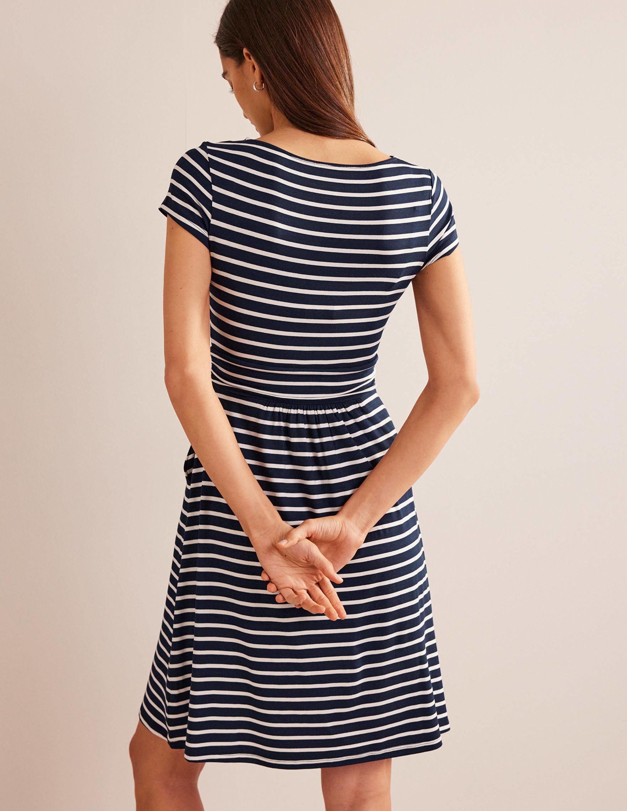 Robe Amelie en jersey-Bleu marine/ivoire - Image 3