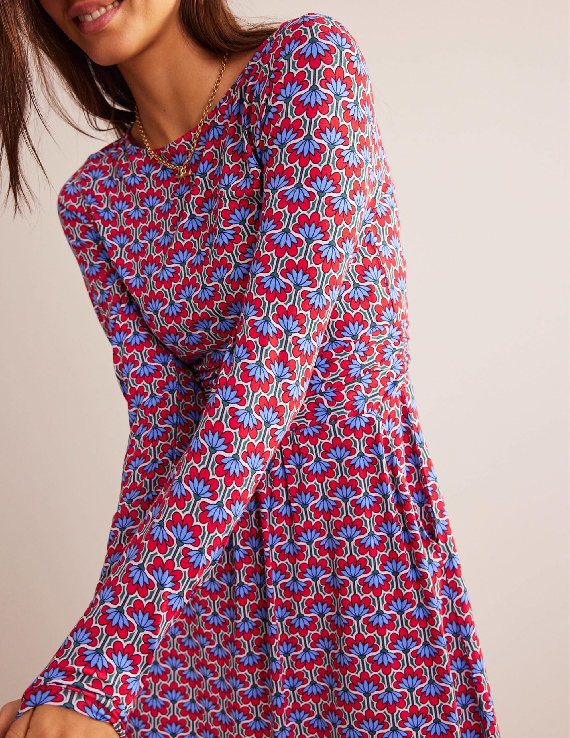 Robe Abigail en jersey-Piment fort, motif Geo Petal - Image 2