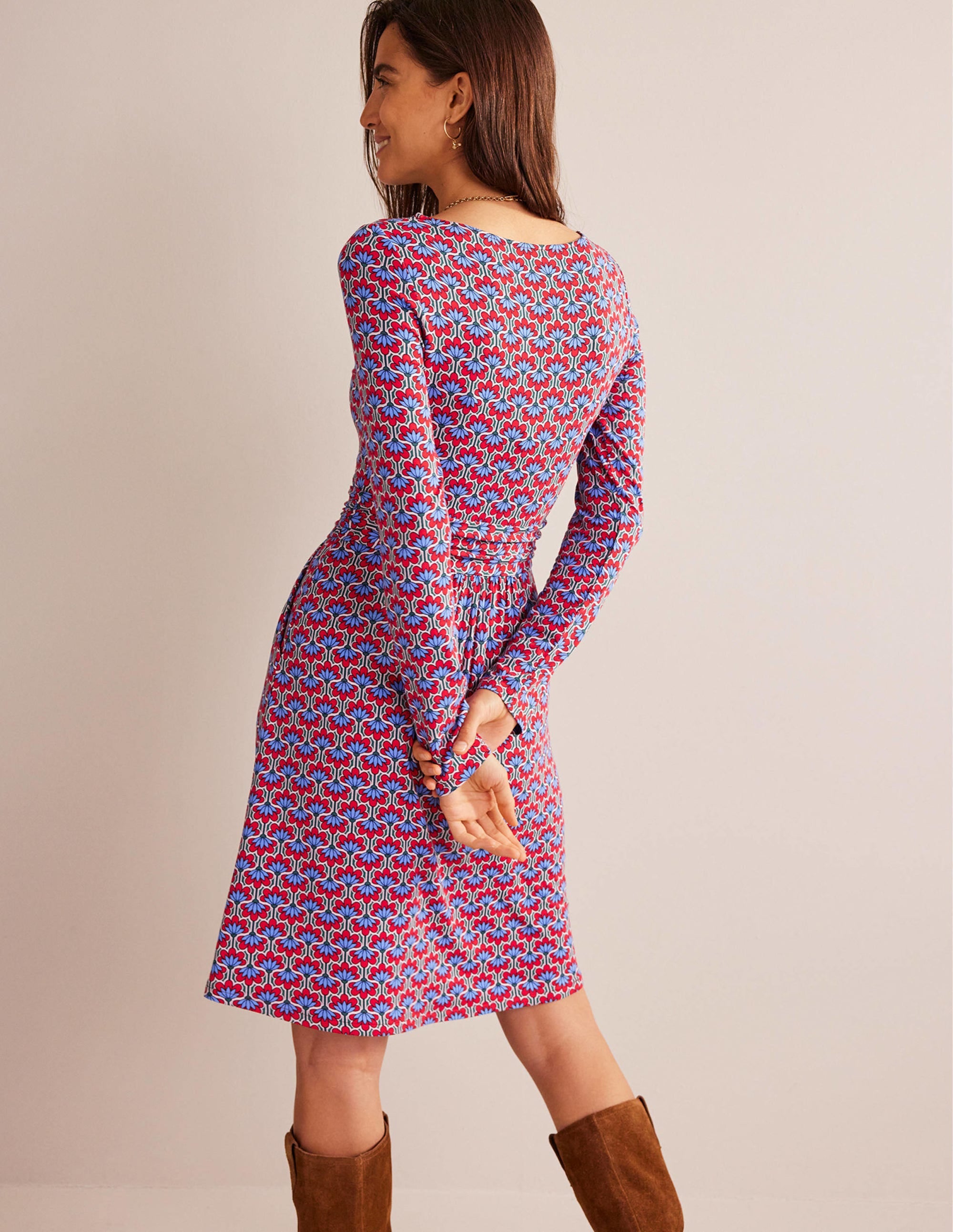 Robe Abigail en jersey-Piment fort, motif Geo Petal - Image 3
