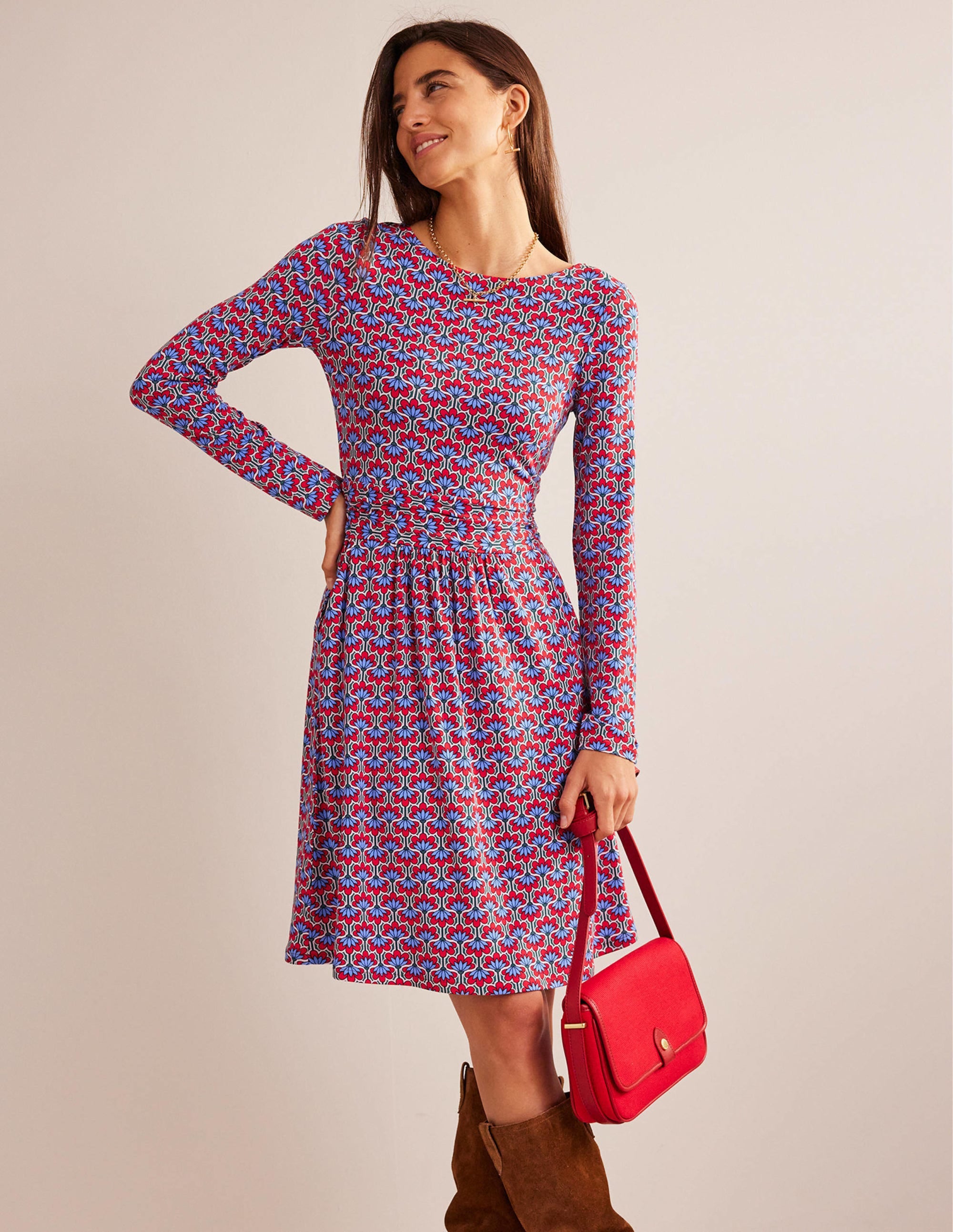Robe Abigail en jersey-Piment fort, motif Geo Petal - Image 4