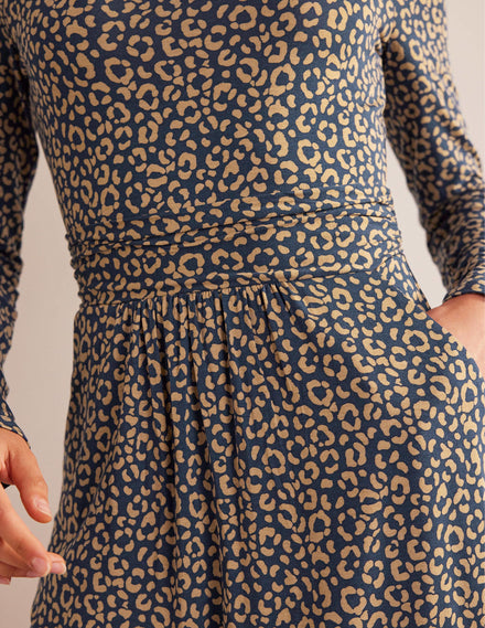 Abigail Jerseykleid-Kamelbraun, Tierabdruck