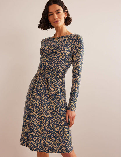 Abigail Jerseykleid-Kamelbraun, Tierabdruck-4