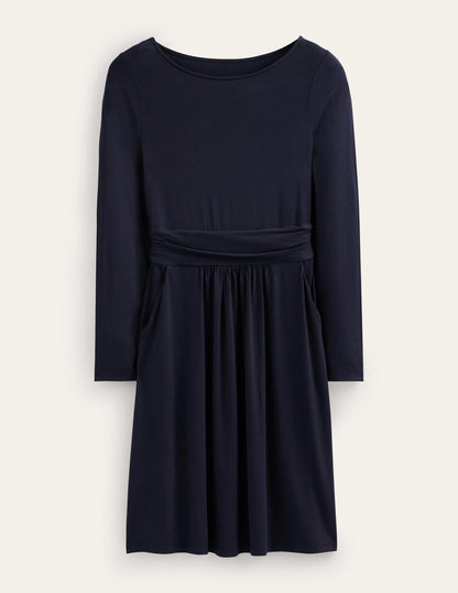 Robe Abigail en jersey-Bleu Marine, Petits Pois-5