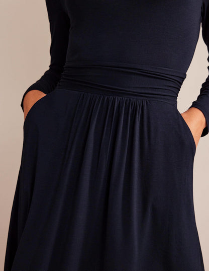 Robe Abigail en jersey-Bleu Marine, Petits Pois-2