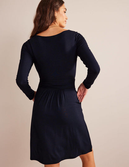 Robe Abigail en jersey-Bleu Marine, Petits Pois-3