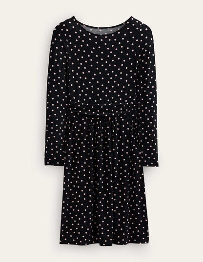 Abigail Jerseykleid-Schwarz und Milchshake, Gepunktet-7