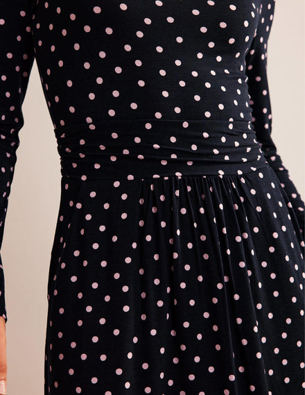 Abigail Jerseykleid-Schwarz und Milchshake, Gepunktet