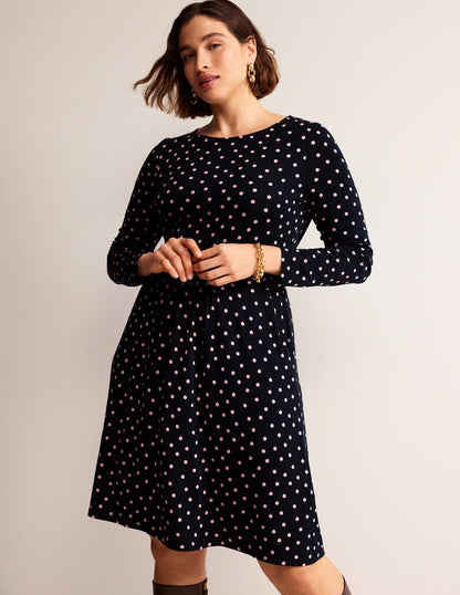 Abigail Jerseykleid-Schwarz und Milchshake, Gepunktet-5