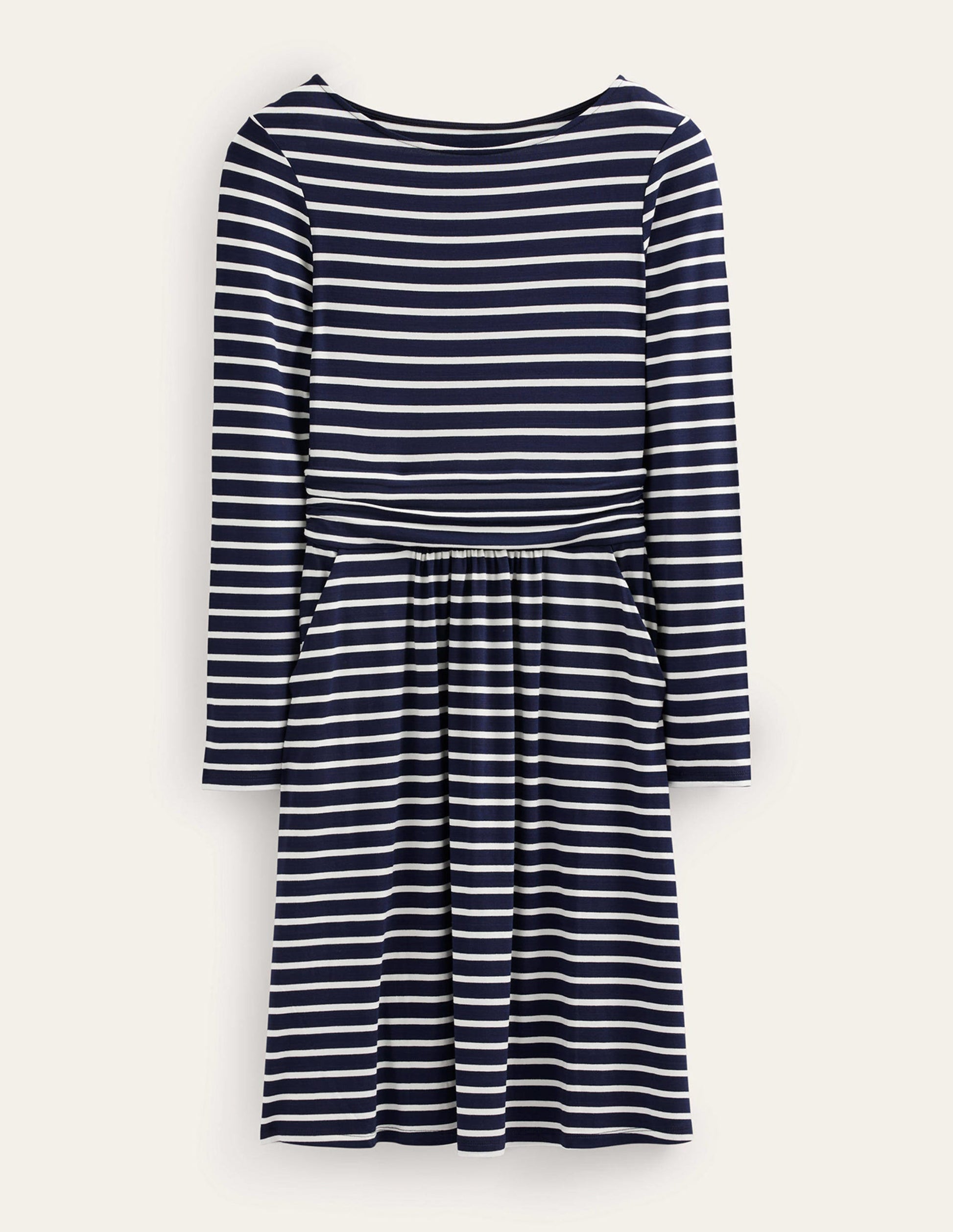 Abigail Jerseykleid-Marineblau, Naturweiß Gestreift-5