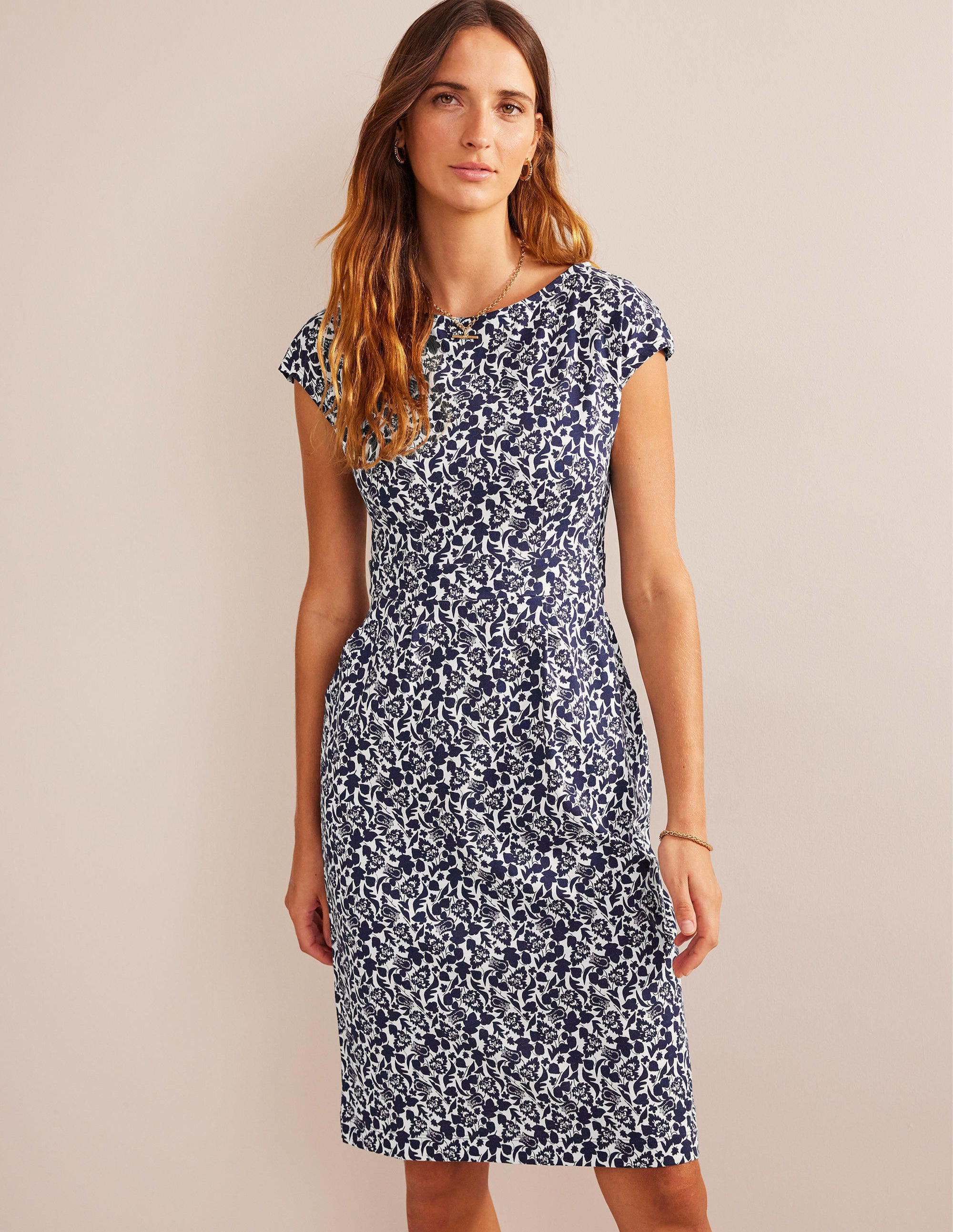 Florrie Jerseykleid-Französisches Marineblau, Tulpenblüte - Image 1