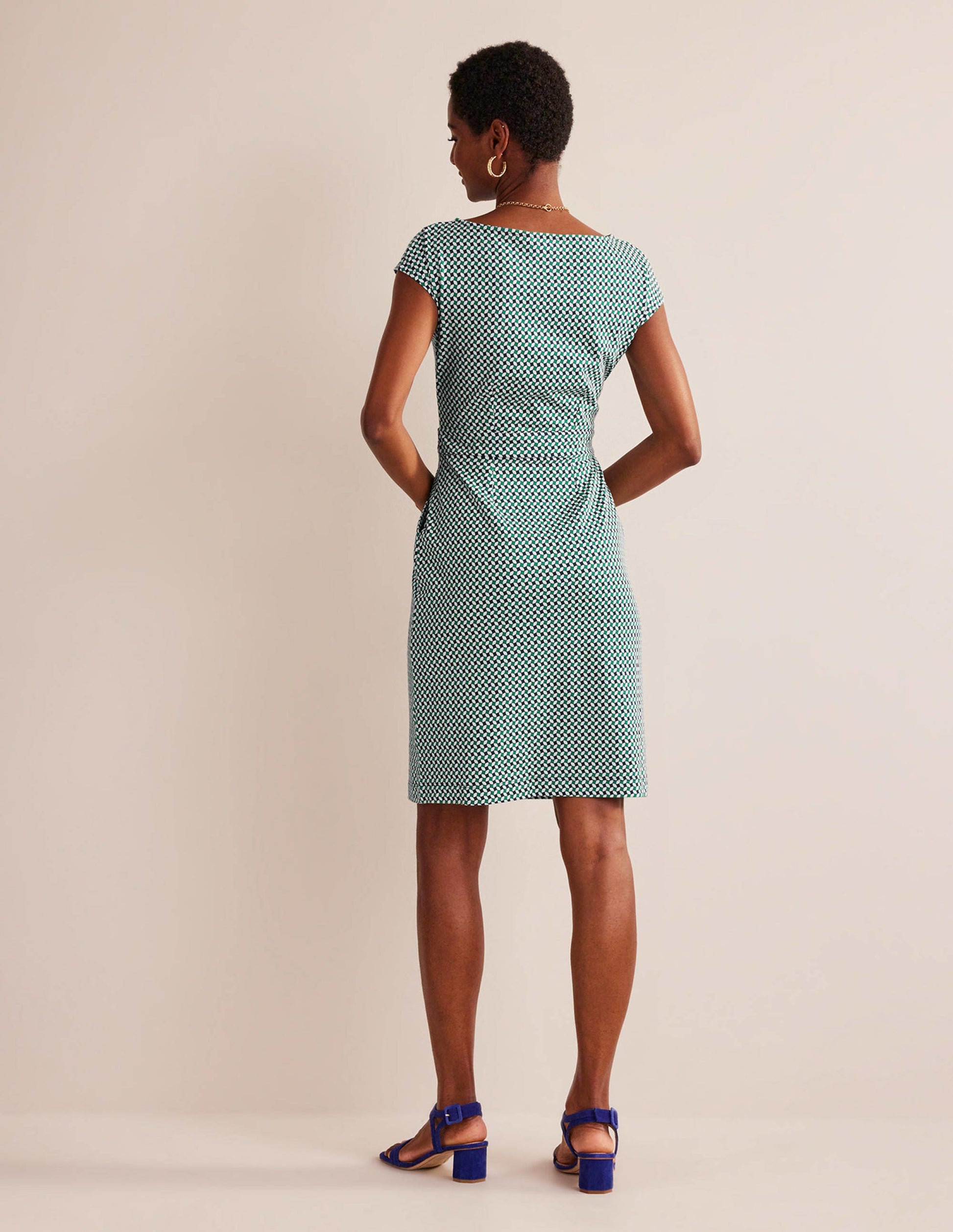 Robe Florrie en jersey-Vert prairie, motif Abstract Diamond-6