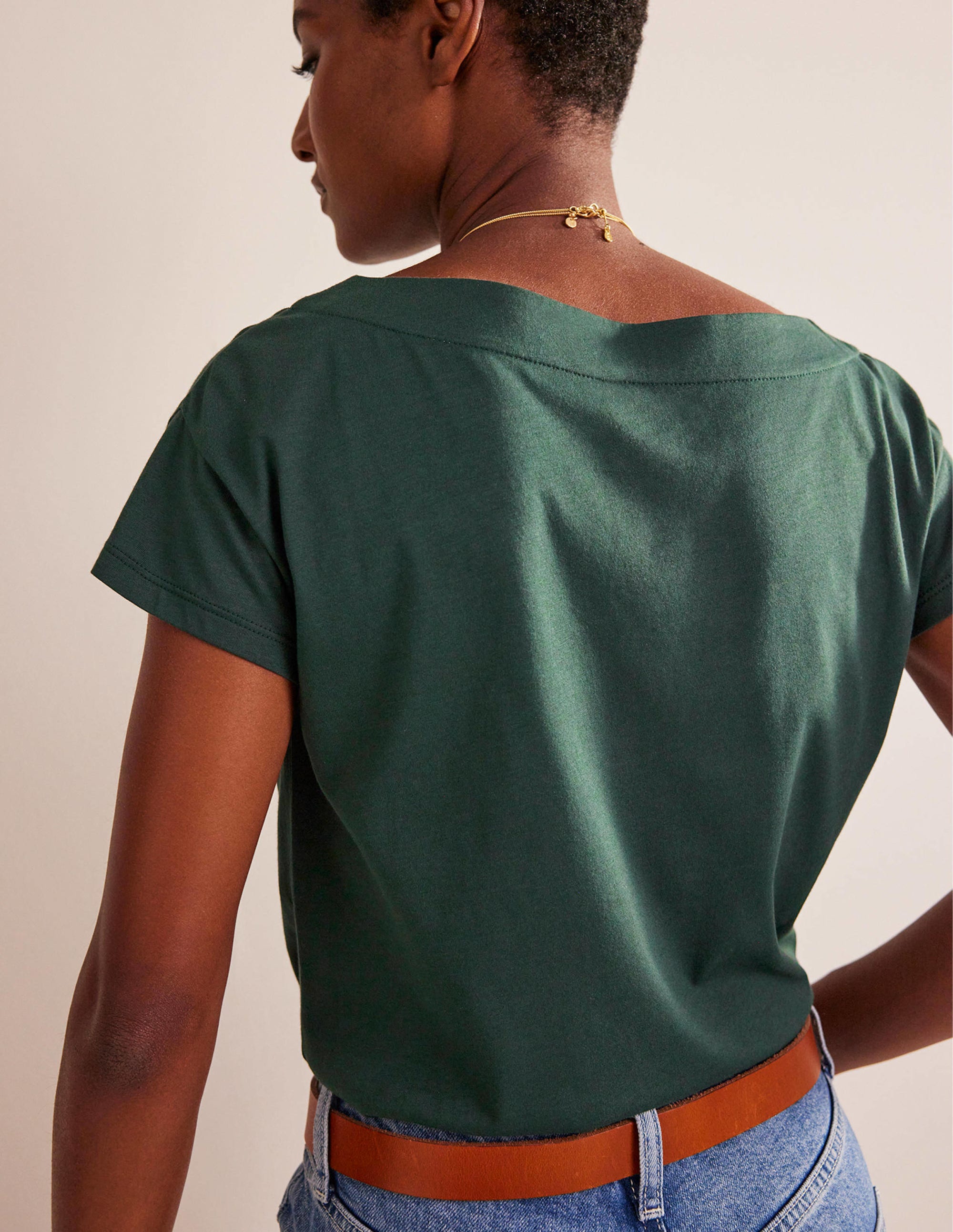 T-shirt à col bateau ultra-doux-Vert Chatsworth - Image 3