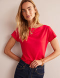 Superweiches T-Shirt mit U-Boot-Ausschnitt-Salsa
