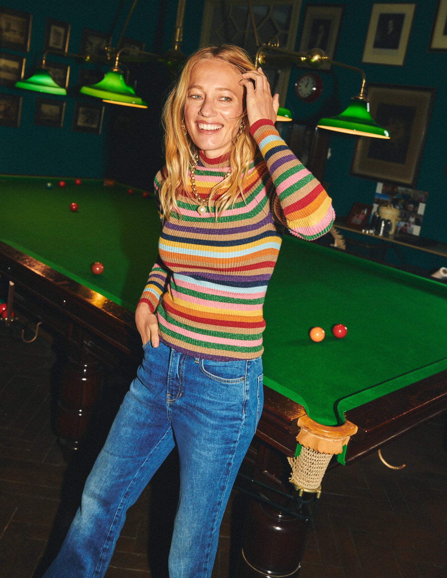 Matilda Glitzer-Pullover-Glitzer/Bunt, Gestreift