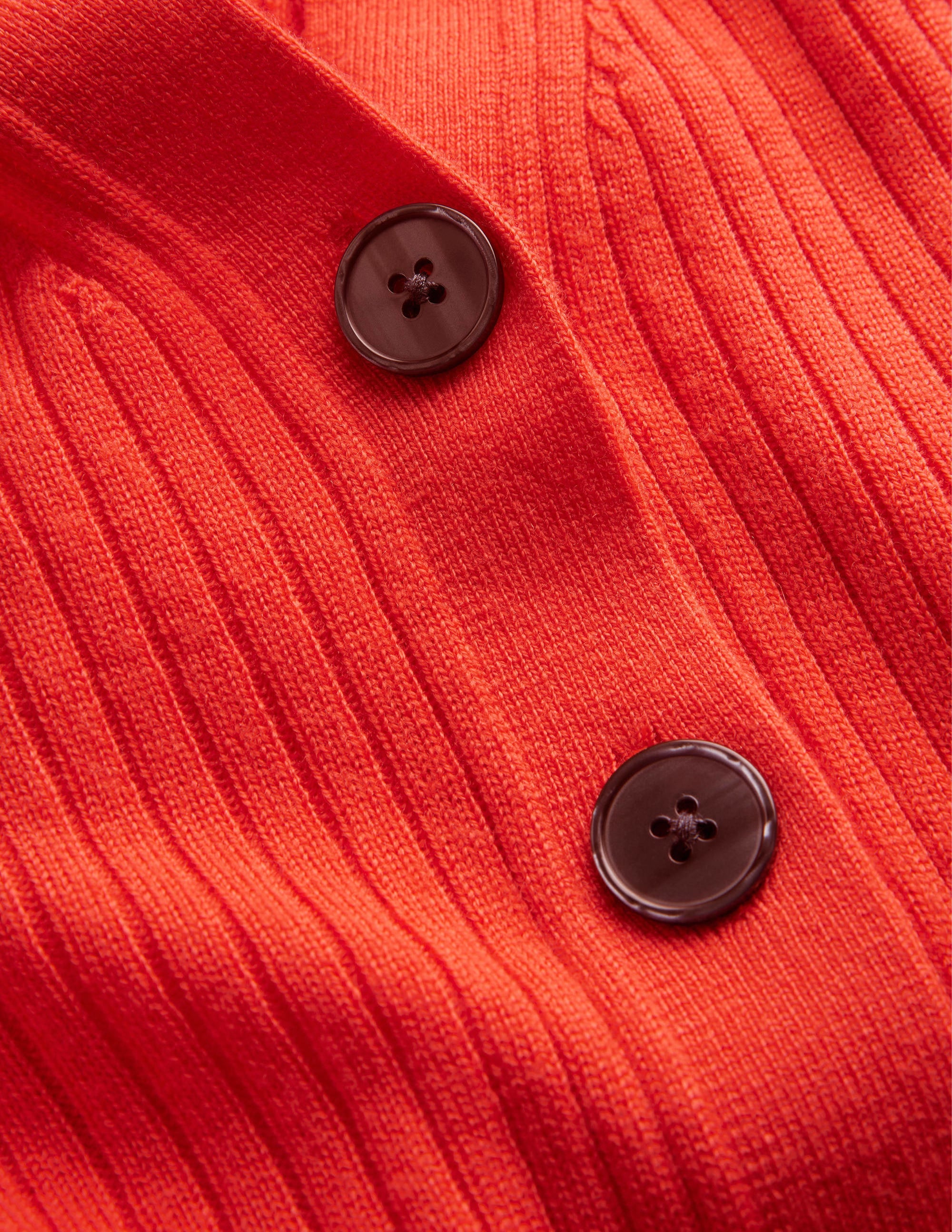 Ribbed Merino V Cardigan-Vermillion Red - Image 6