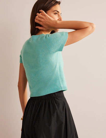 Cropped Cashmere T-Shirt-Indian Ocean