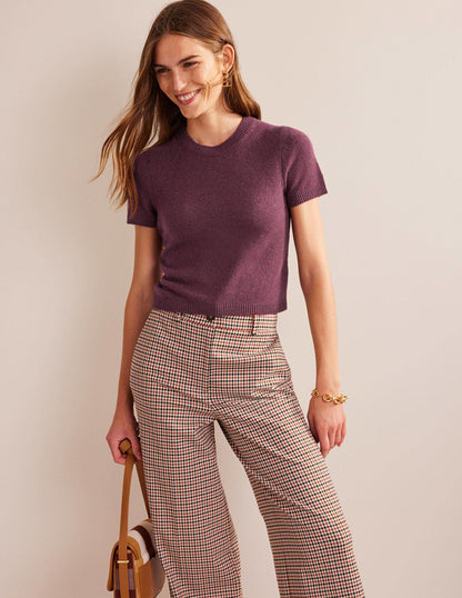 Cropped Cashmere T-Shirt-Mulled Wine Melange