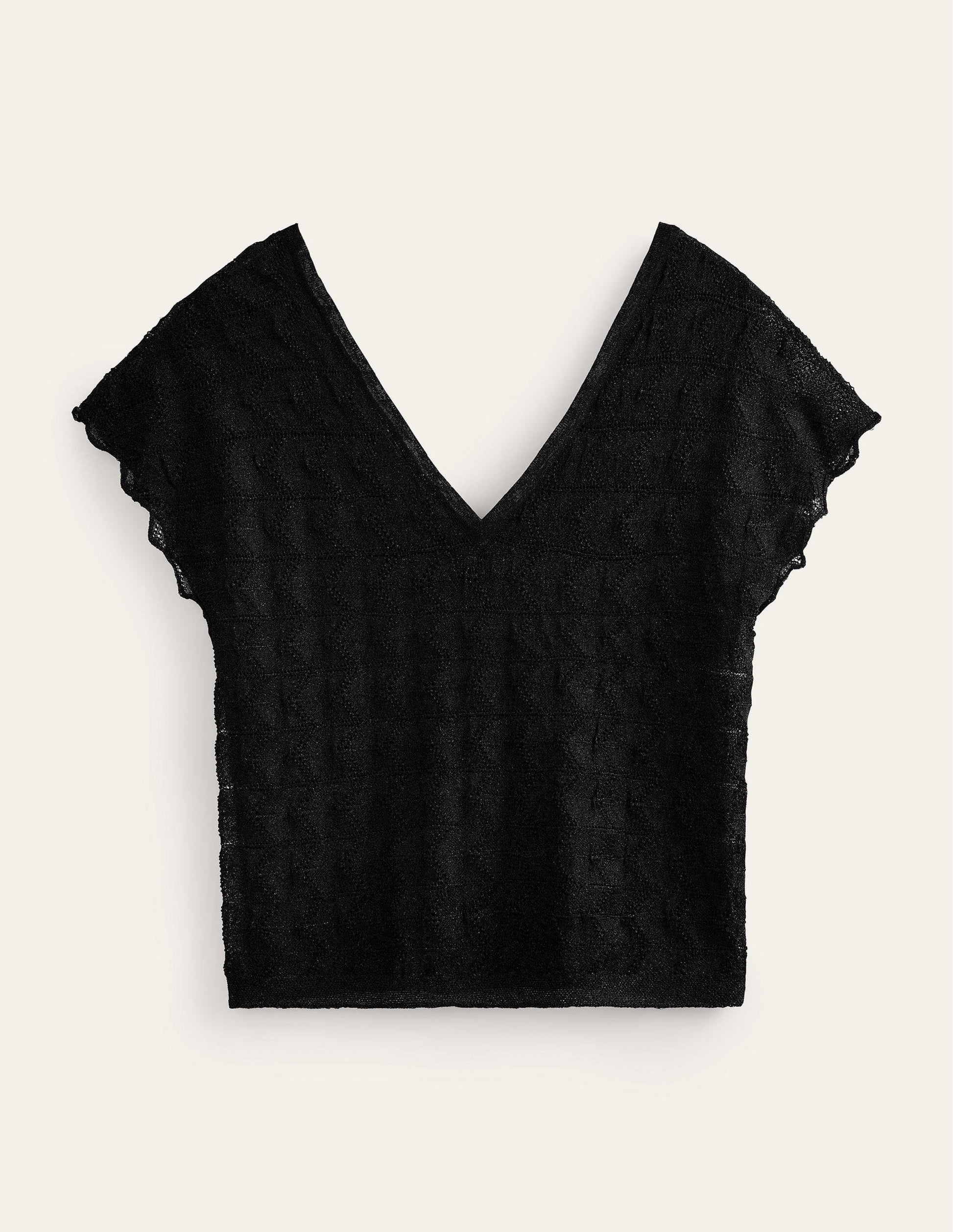 V-Neck Knitted Beach Top-Metallic Black-5
