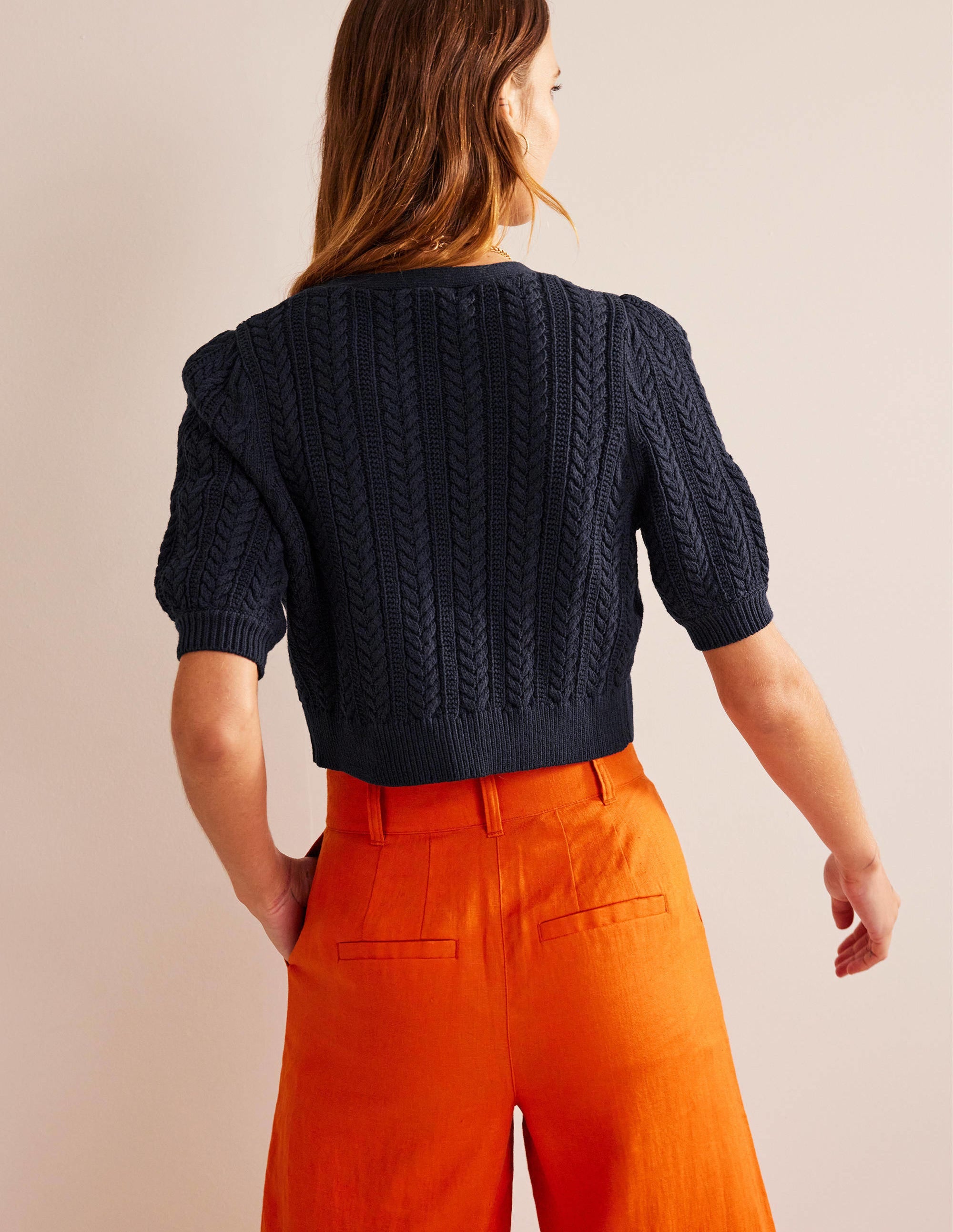 Gilet court à nœud-Bleu marine - Image 3