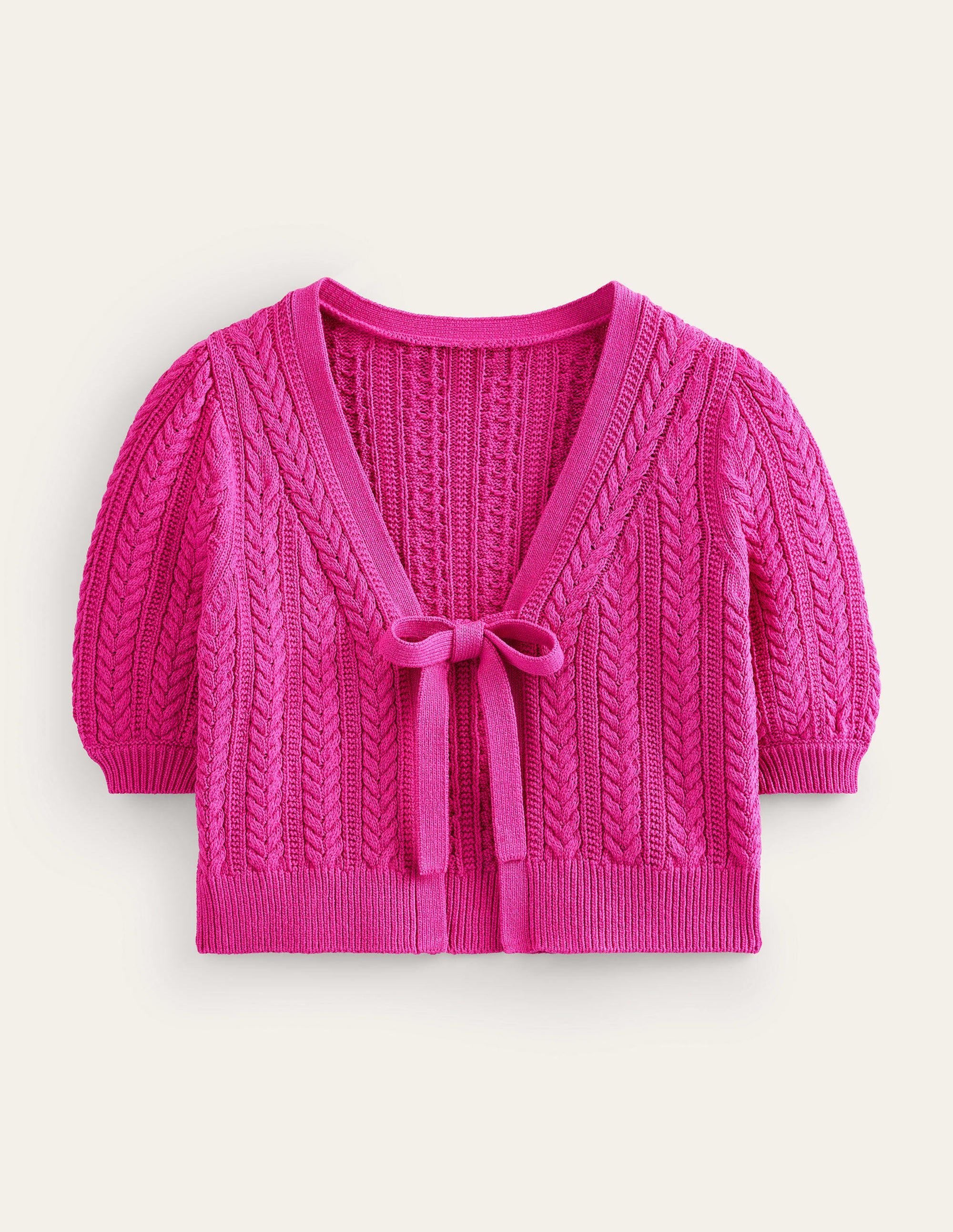 Verkürzte Strickjacke mit Schleife-Phlox-Rosa - Image 6