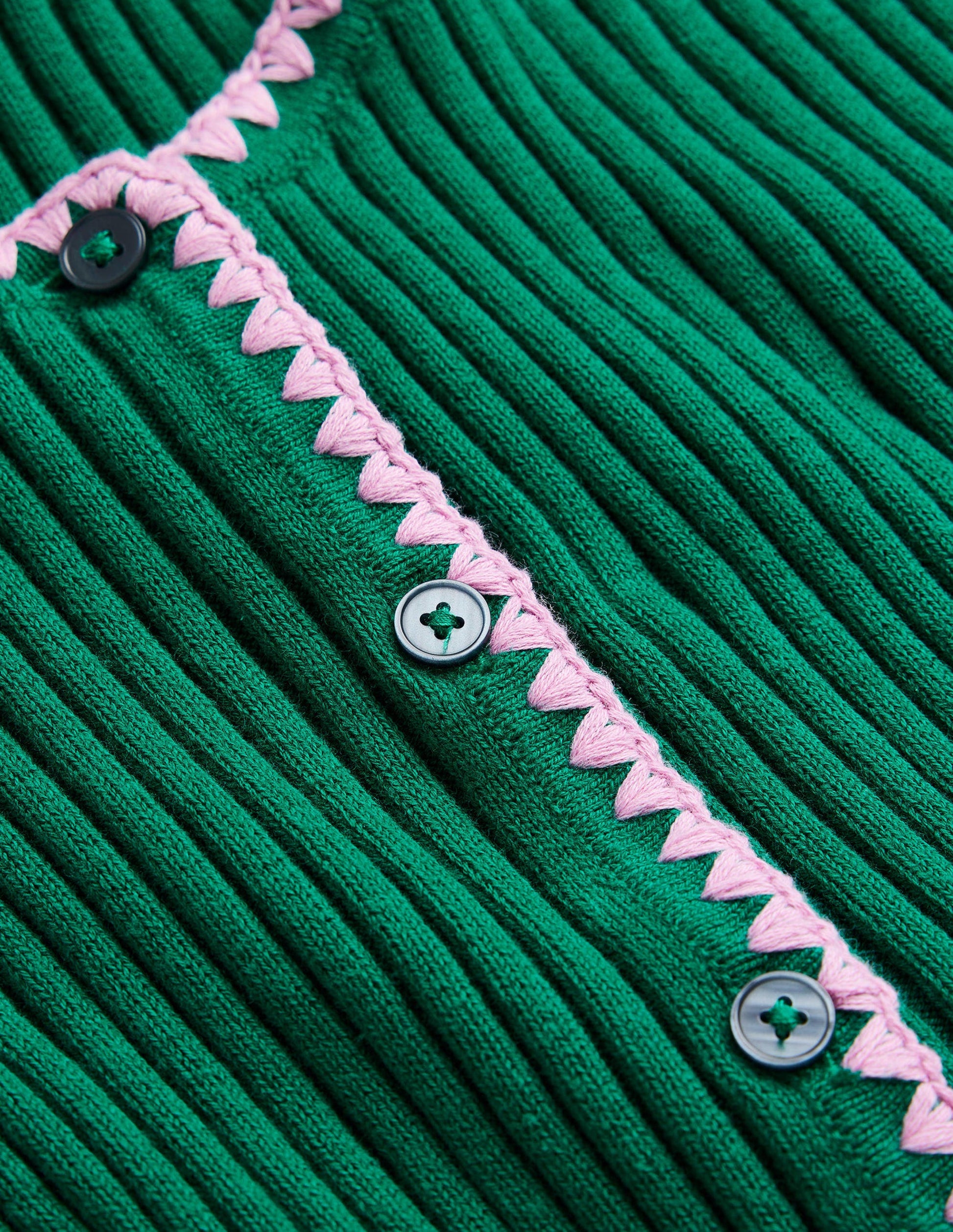 Strickjacke mit Rippstruktur und Häkelrand-Leuchtendes Smaragdgrün-7