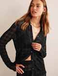 Strick-Strand-Hemd-Metallic Schwarz