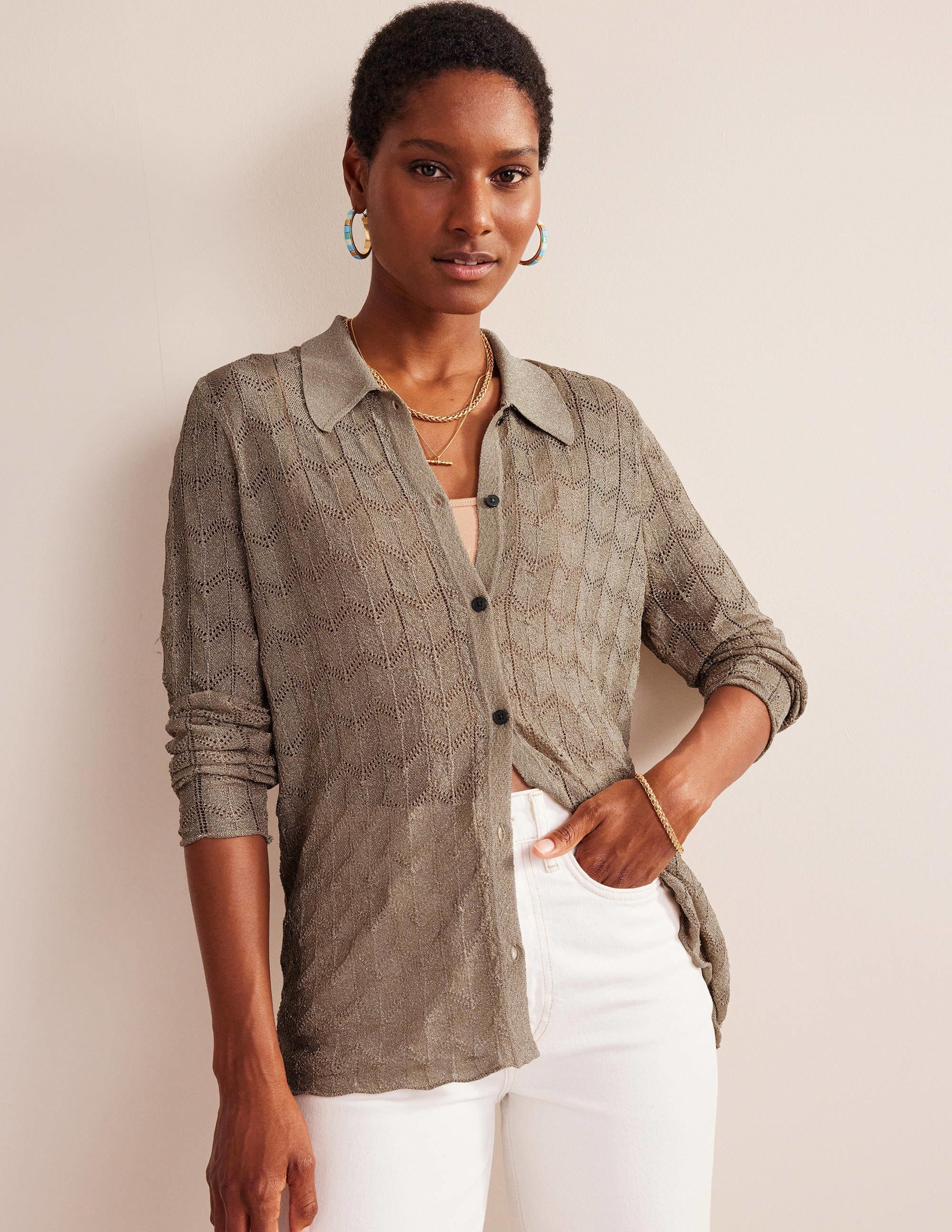 Strick-Strand-Hemd-Metallic Steingrau - Image 1