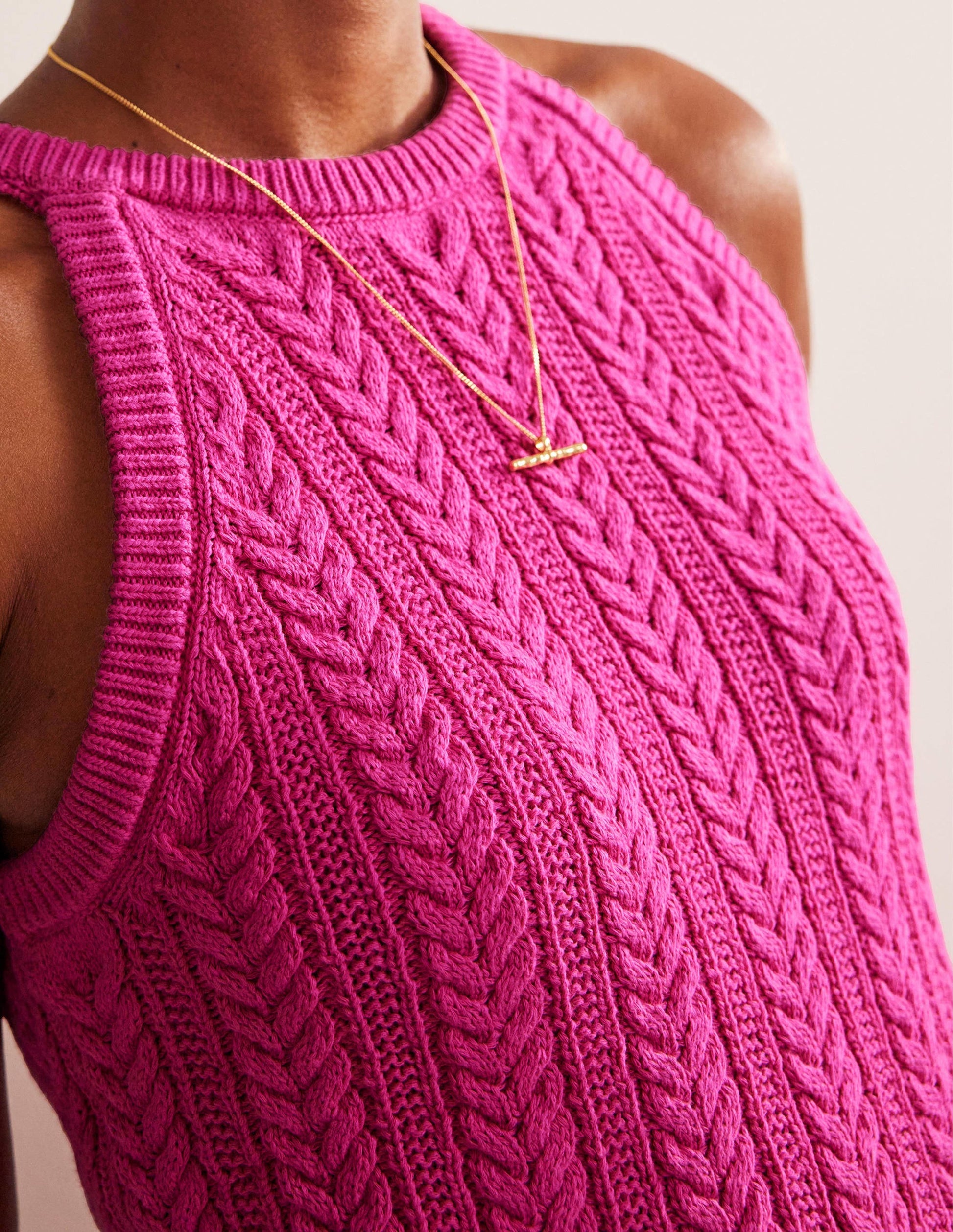 Débardeur en maille à surpiqûres-Rose phlox-2