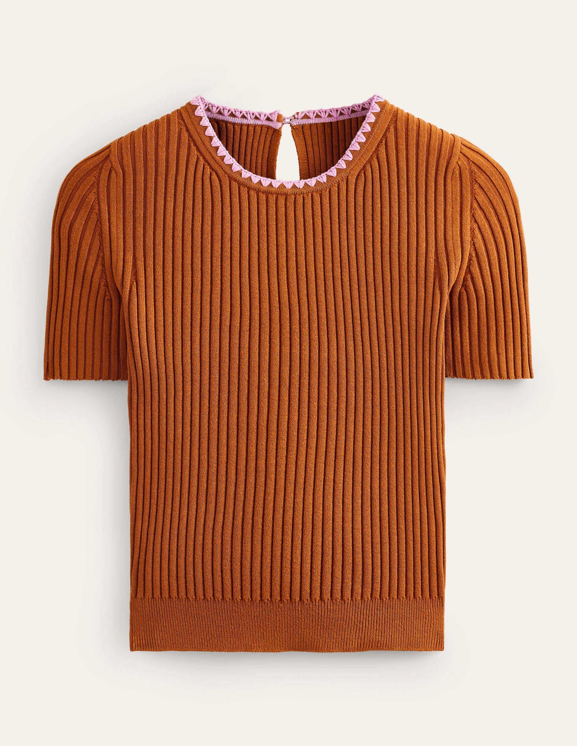 T-shirt en maille à détails crochetés-Citrouille - Image 7