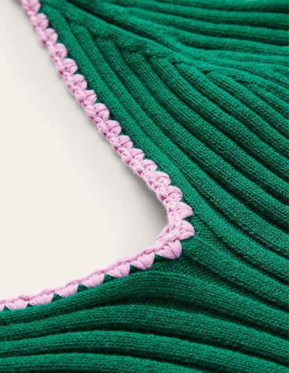 Verkürztes Stricktop mit Häkelrand-Leuchtendes Smaragdgrün-6