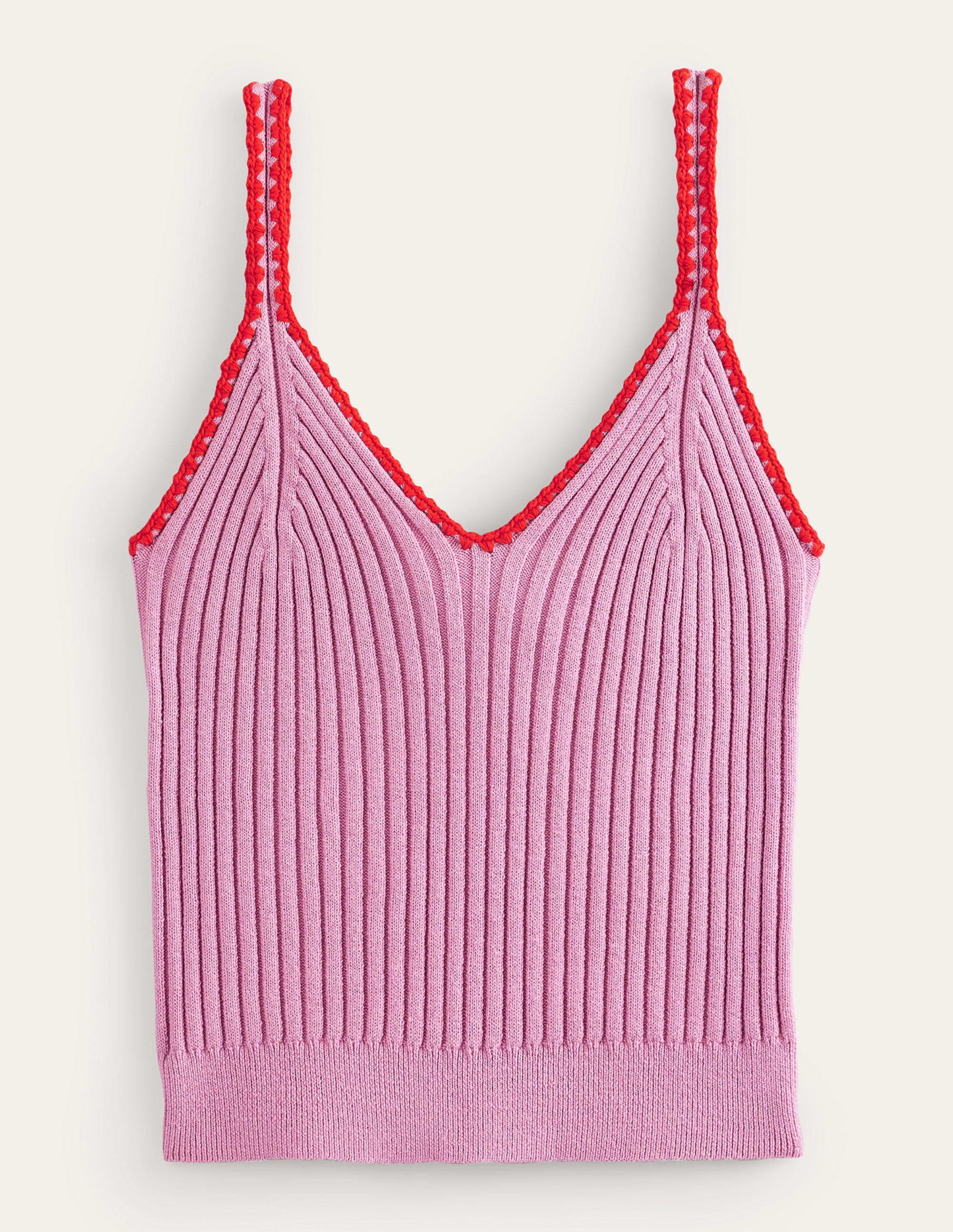 Verkürztes Stricktop mit Häkelrand-Sanfter Lavendel - Image 5