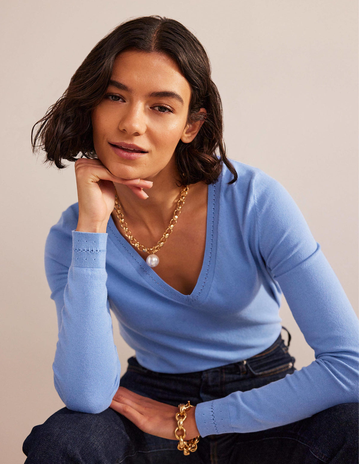 Catriona Pullover aus Baumwolle mit V-Ausschnitt-Marina-1