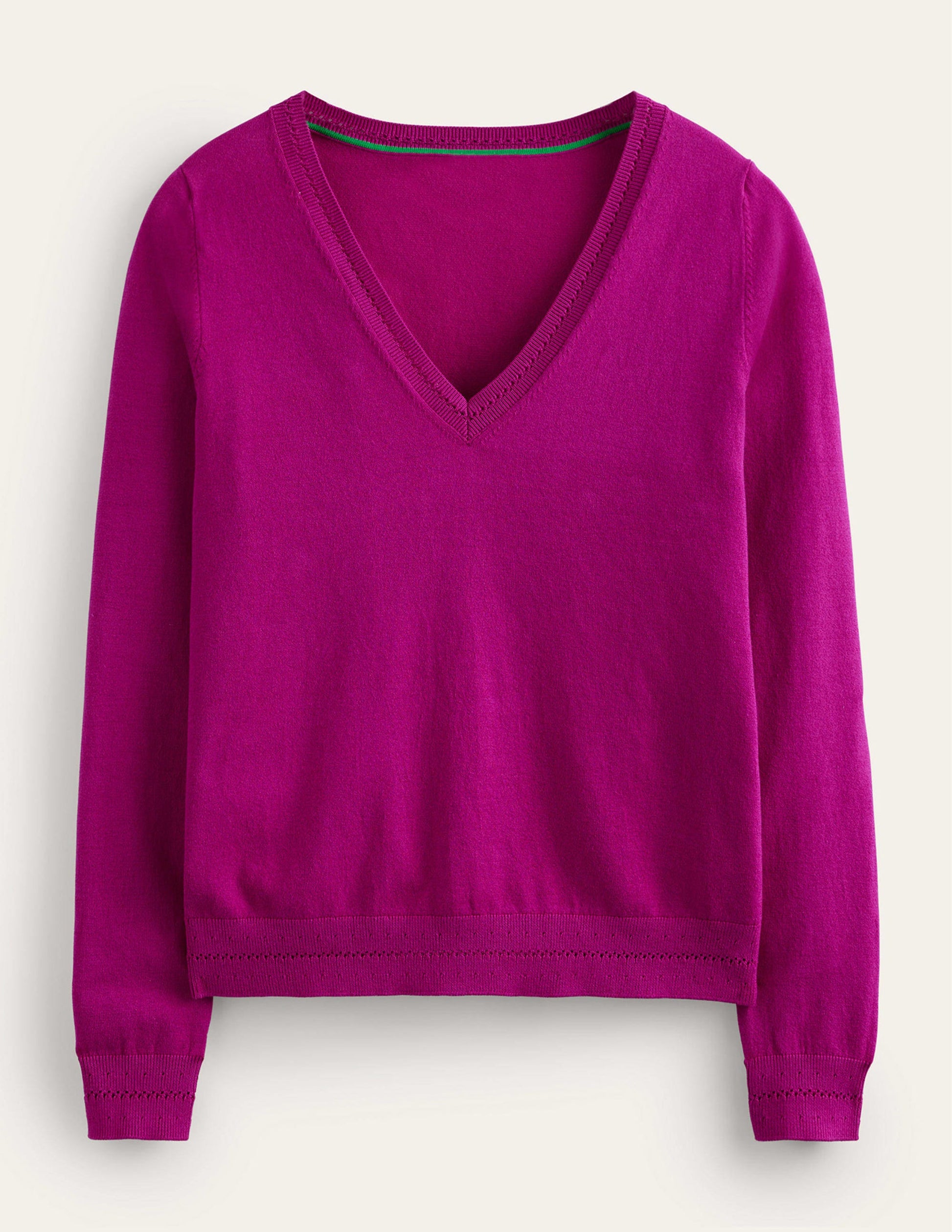 Catriona Pullover aus Baumwolle mit V-Ausschnitt-Festival-Fuchsia-6