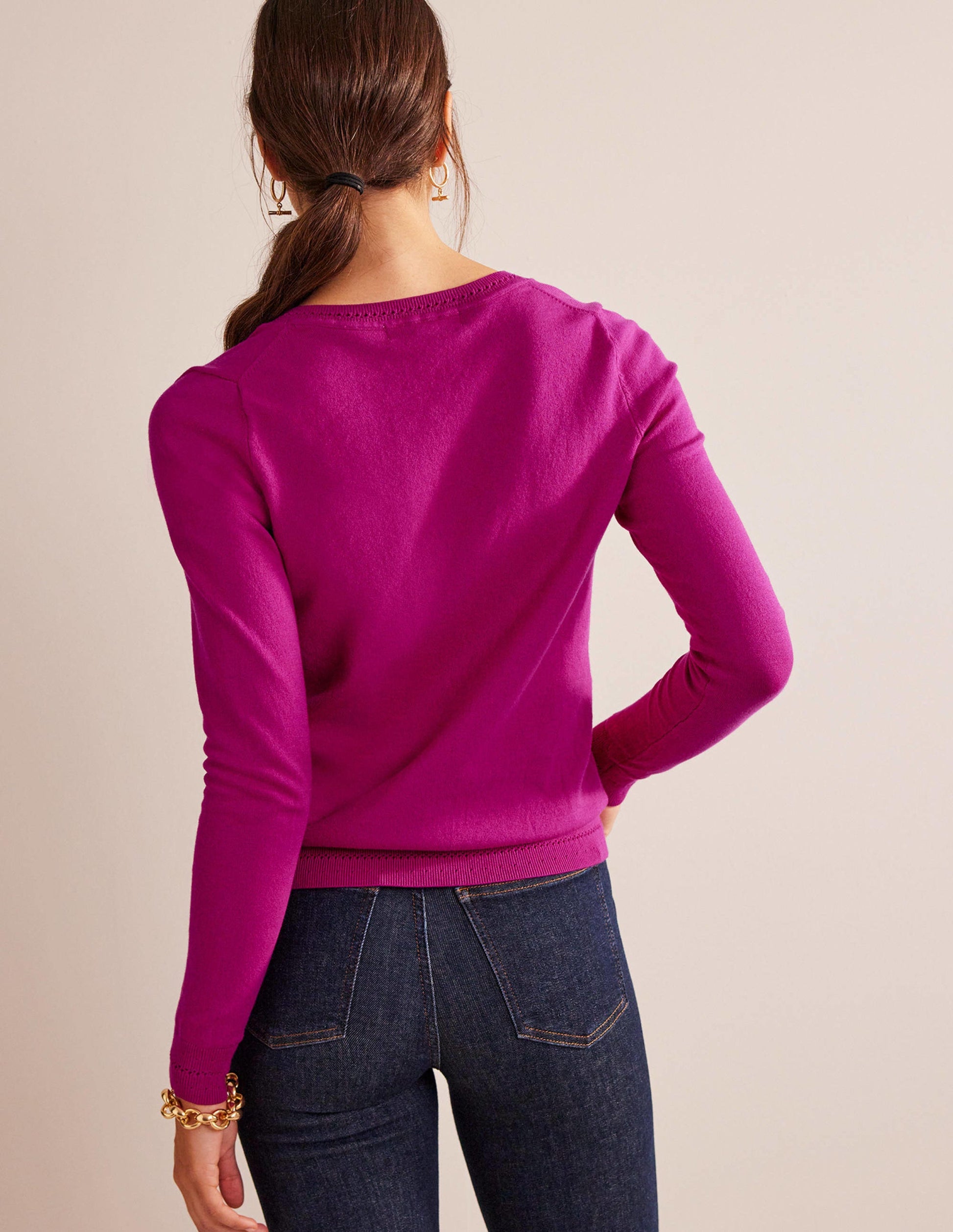Catriona Pullover aus Baumwolle mit V-Ausschnitt-Festival-Fuchsia-2