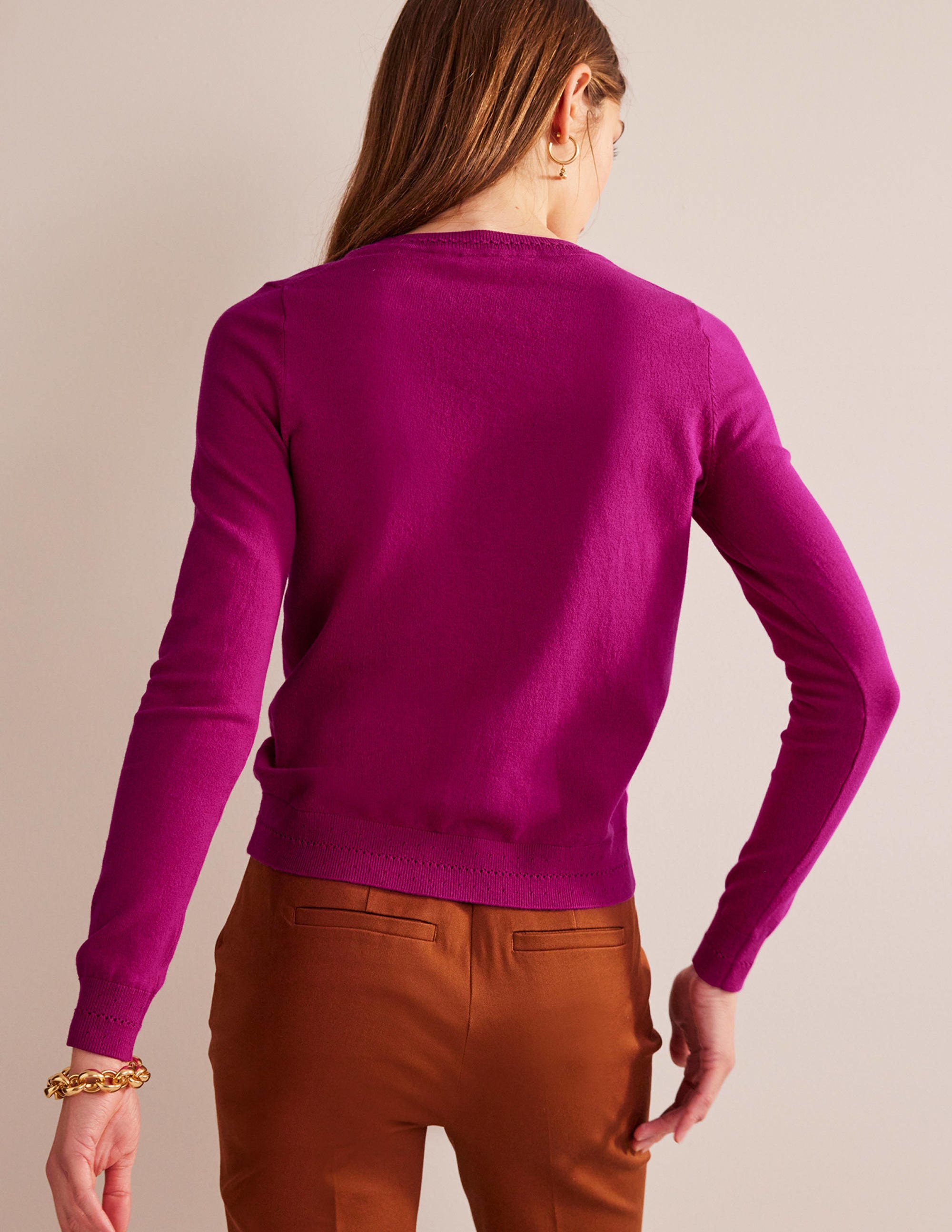 Catriona Cotton Cardigan-Festival Fuchsia - Image 3