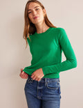 Catriona Pullover aus Baumwolle mit Rundhalsausschnitt-Wiesengrün