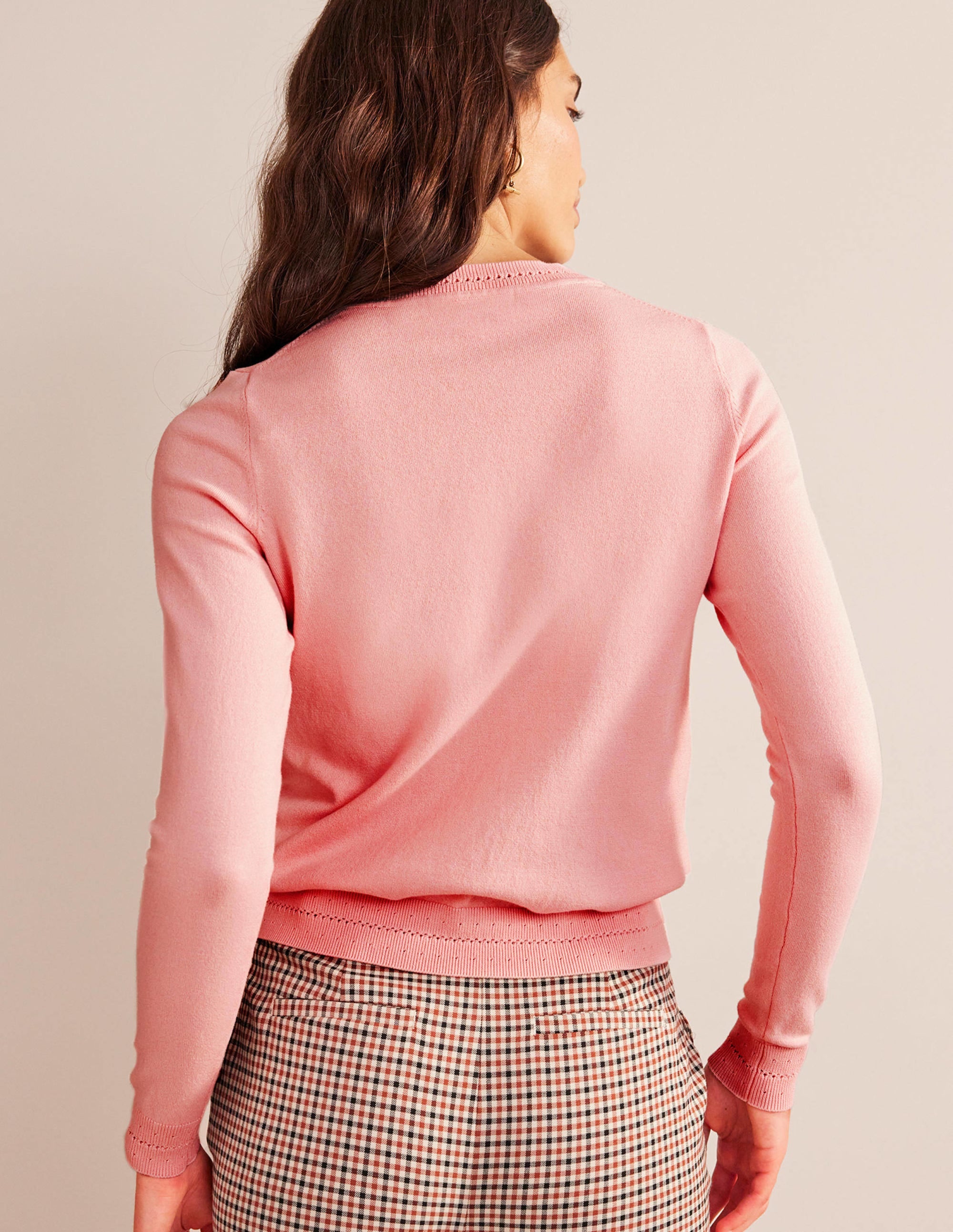 Pull Catriona col rond en coton-Peau de pêche - Image 3