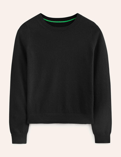 Eva Cashmere Crew Neck Jumper-Black