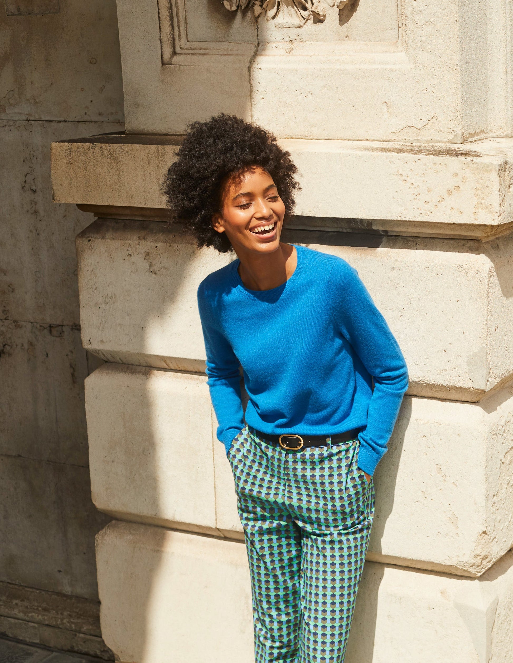 Eva Kaschmirpullover mit Rundhalsausschnitt-Cyanblau-5