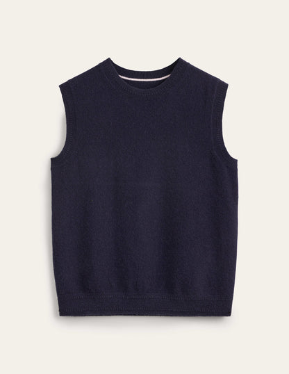 Eva Cashmere Tank-Navy