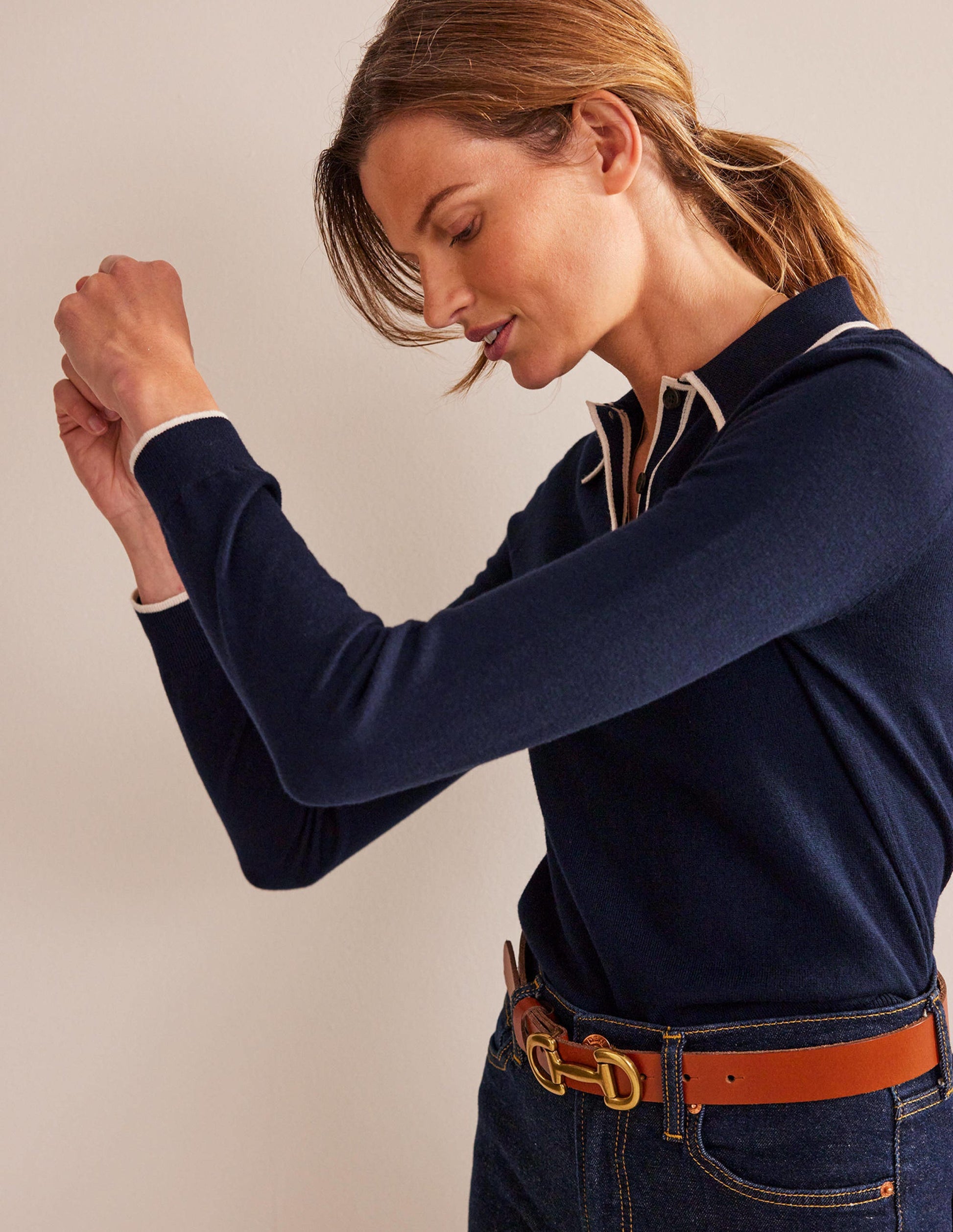 Estelle Henley Jumper-Navy-4